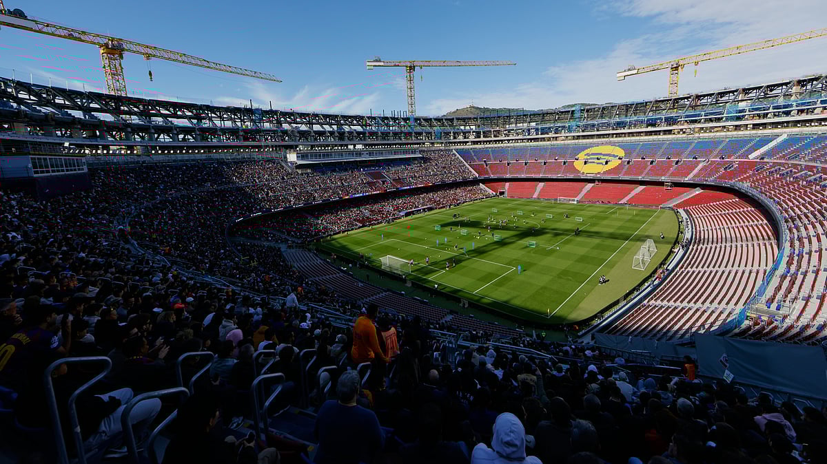 | Photo: AP/Joan Monfort : A general view of the Camp Nou stadium in Barcelona, Spain, on Nov. 7, 2025.