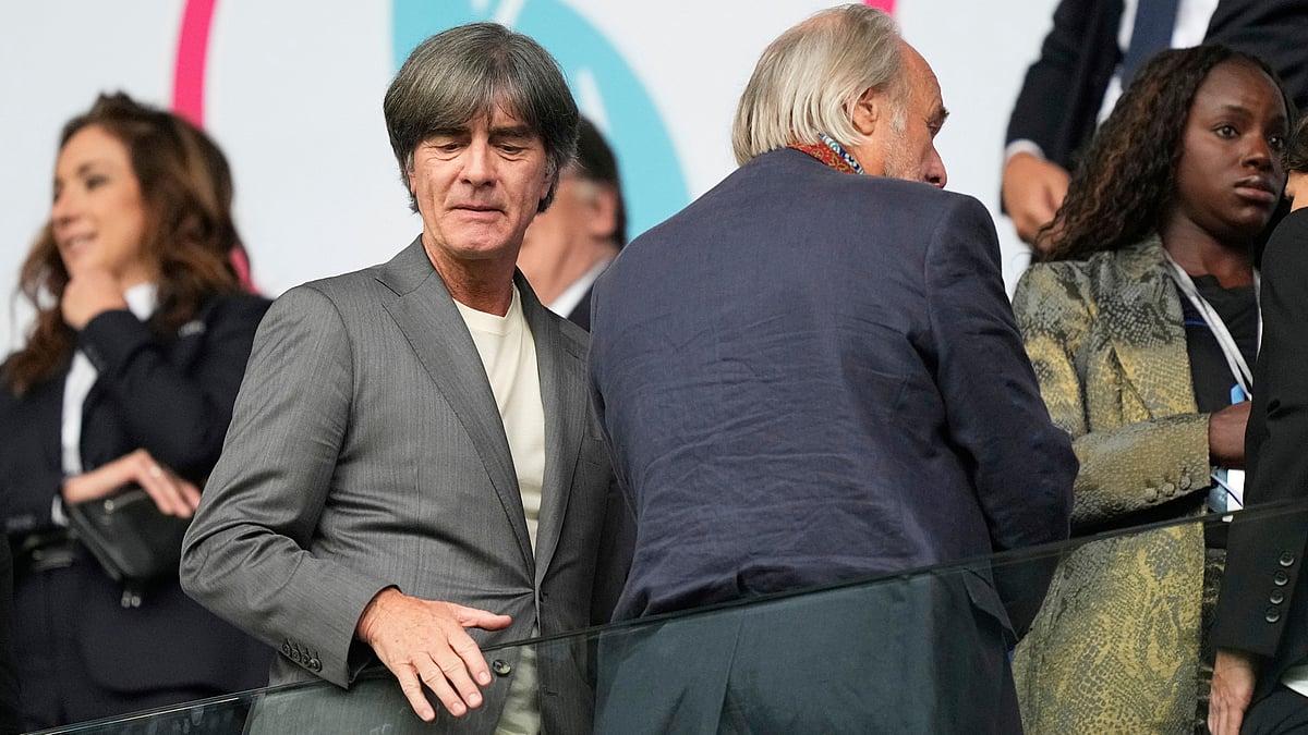 | Photo: AP/Martin Meissner : Former Germany head coach Joachim Low arrives for the Women's Euro 2025 final soccer match between England and Spain at St. Jakob-Park in Basel, Switzerland, July 27, 2025.