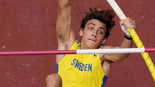 AP : File photo of mens pole vault world record-holder Armand Duplantis in action.