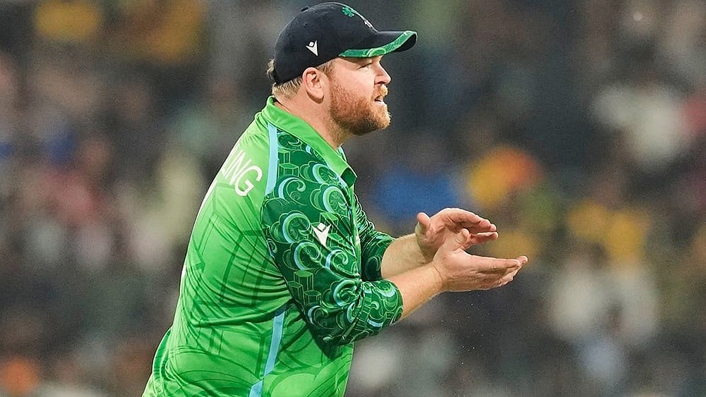 | Photo: AP/Eranga Jayawardena : Irelands captain Paul Stirling during the T20 World Cup cricket match between Sri Lanka and Ireland in Colombo, Sri Lanka.