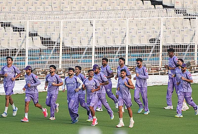 | Photo: PTI/Swapan Mahapatra : Kolkata Knight Riders players during a training session at Eden Gardens ahead of IPL 2026, in Kolkata.