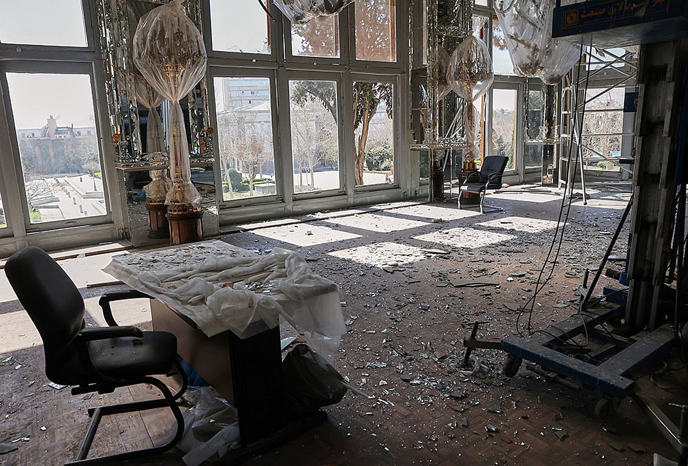 | Photo:  ISNA via AP : Damage caused by U.S. and Israeli strikes on Iran is seen at the Qajar-era Golestan Palace in Tehran, Iran, March 3, 2026.