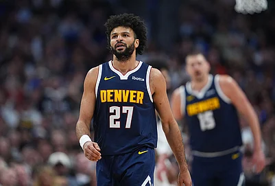 | Photo: AP/David Zalubowski : Denver Nuggets guard Jamal Murray reacts after hitting a basket and drawing a foul in the first half of an NBA basketball game against the Dallas Mavericks in Denver.