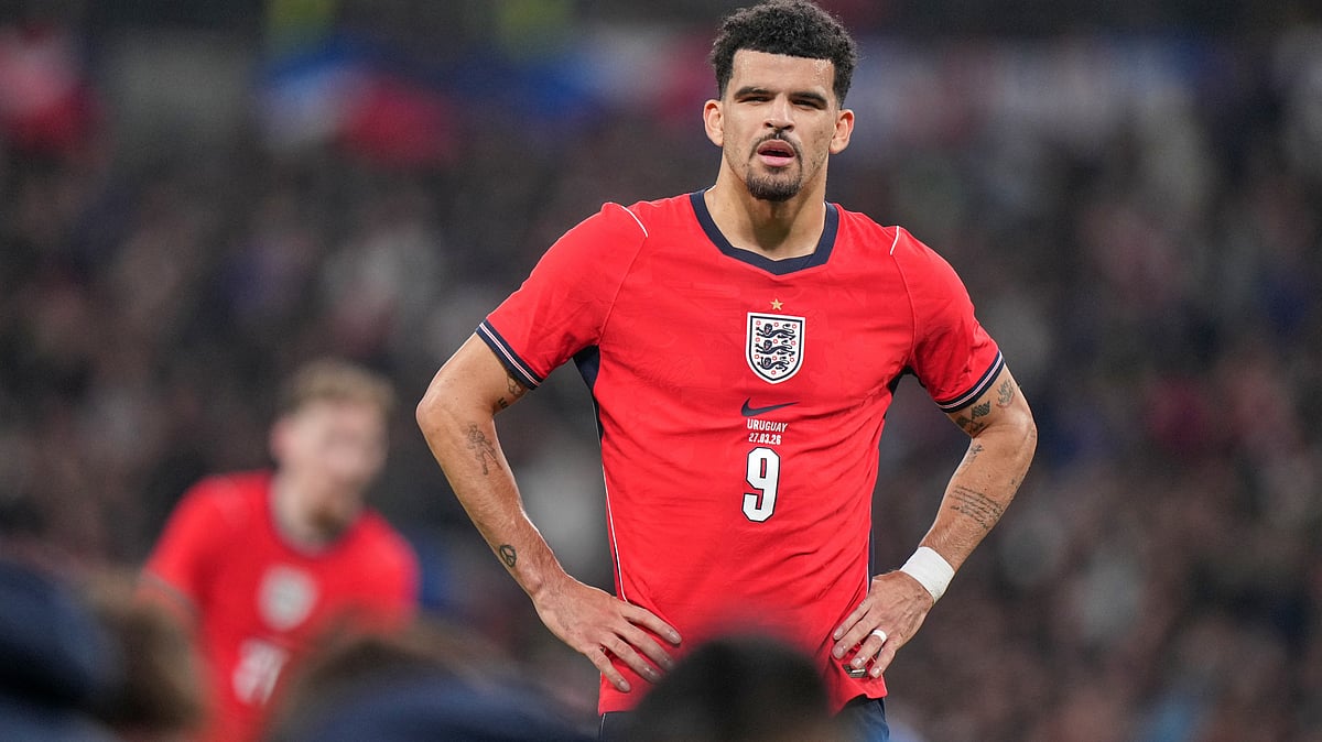 AP/Alastair Grant : England's Dominic Solanke stands on the pitch during the international friendly soccer match.