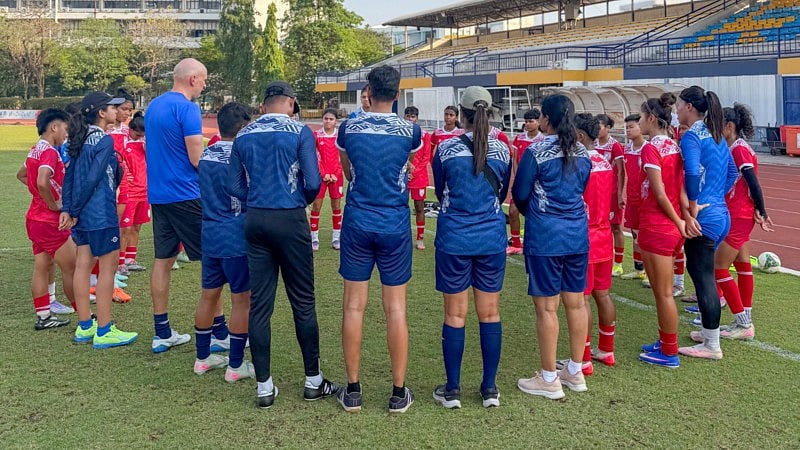 AIFF : The India U20 women's football team trains along with coach Joakim Alexandersson.