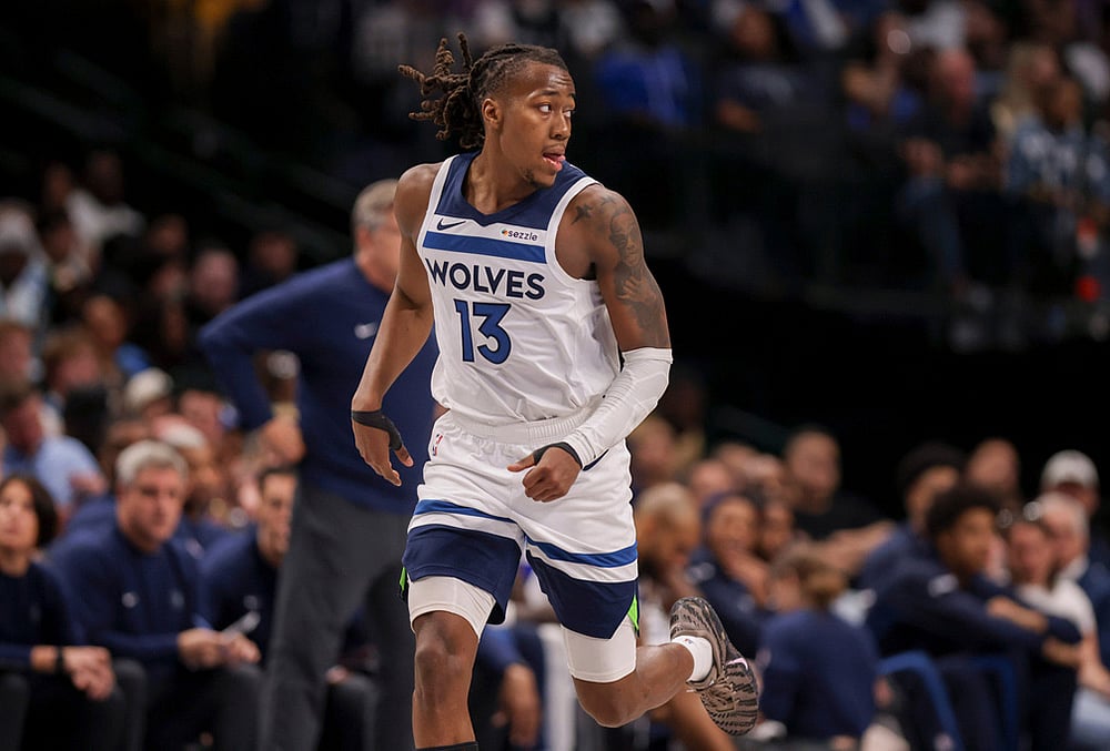 | Photo: AP/Gareth Patterson : Minnesota Timberwolves guard Ayo Dosunmu (13) runs the court after scoring in the second half of an NBA basketball against the Dallas Mavericks game in Dallas. 