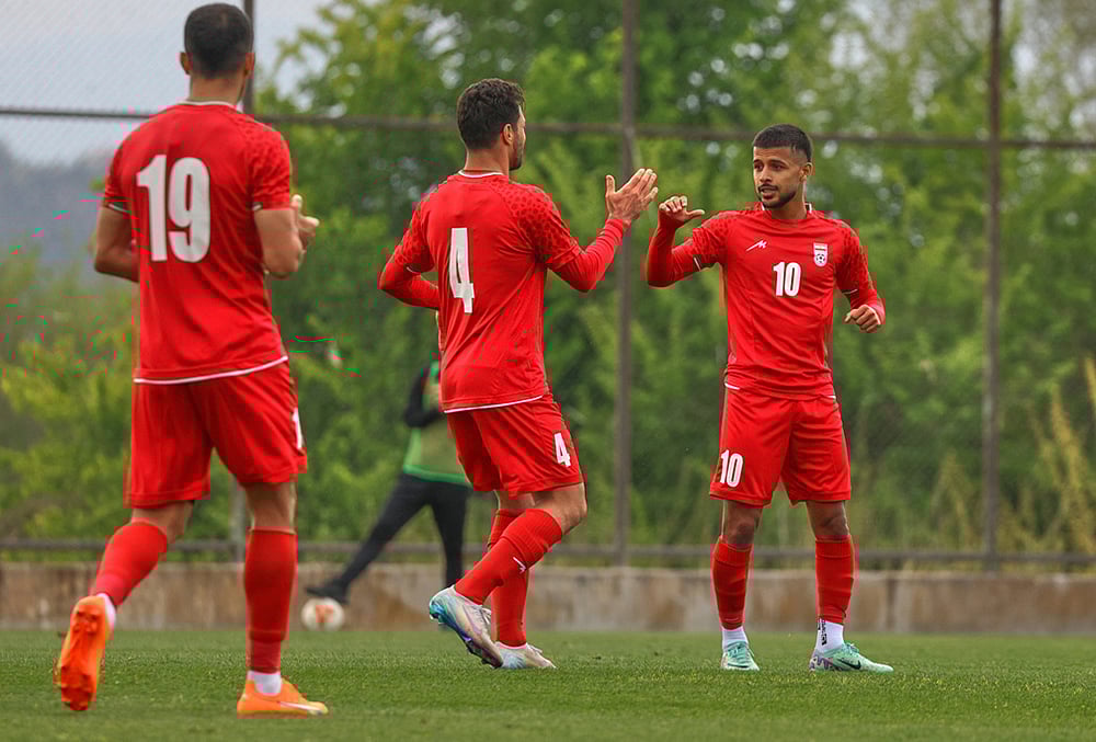 | Photo: AP/Riza Ozel : Irans Mehdi Ghayedi, right, celebrates with teammates their sides fifth goal during a friendly soccer match between Iran and Costa Rica, in Antalya, southern Turkey.