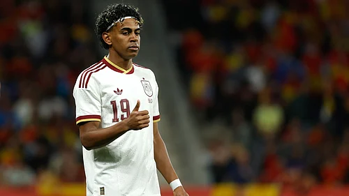 | Photo: AP/Joan Monfort : Spains Lamine Yamal reacts during the international friendly soccer match between Spain and Egypt in Barcelona, Spain, Tuesday, March 31, 2026.