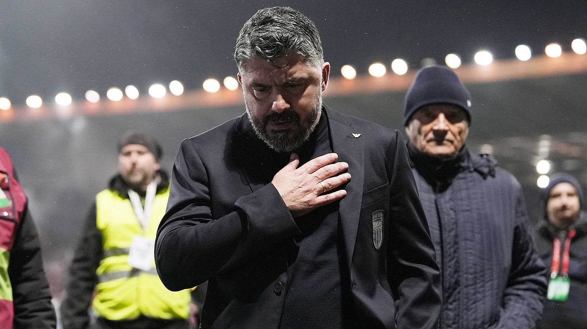 | Photo: Fabio Ferrari/LaPresse via AP : Italy's coach Gennaro Gattuso walks off the pitch after losing in a World Cup qualifying playoff final soccer match between Bosnia and Italy in Zenica, Bosnia, Tuesday, March 31, 2026. 