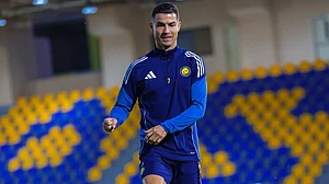 | Photo: X/AlNassrFC_EN : Al-Nassr's Cristiano Ronaldo in training ahead of the Saudi Pro League match against Al-Najma on March 3, 2026.