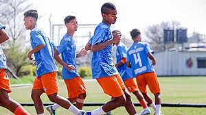 | Photo: X/minervapunjabfc : File photo of the Minerva Academy players in training.