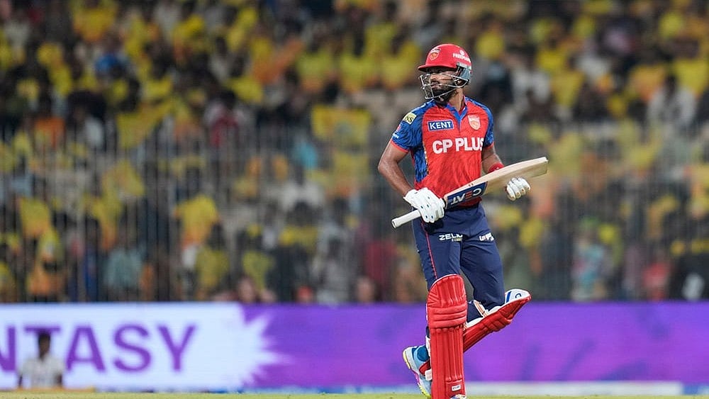 | Photo: AP/Aijaz Rahi : Punjab Kings captain Shreyas Iyer leaves the ground after losing his wicket during the Indian Premier League cricket match between Chennai Super Kings and Punjab Kings in Chennai.