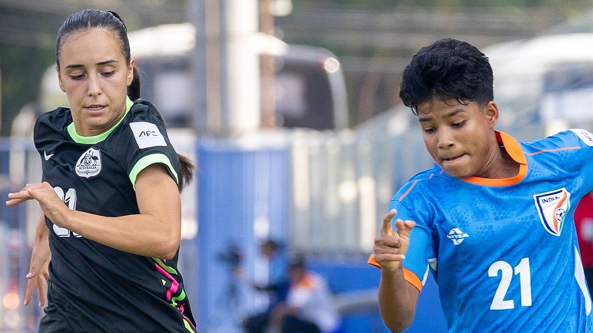 IndianFootball/X : Indian women's football team players in action in AFC U20 Women's Asian Cup 2026 against Australia. 
