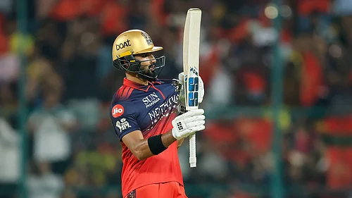 IPL/X : Devdutt Padikkal celebrates fifty against Chennai Super Kings at M. Chinnaswamy Stadium in Bengaluru.