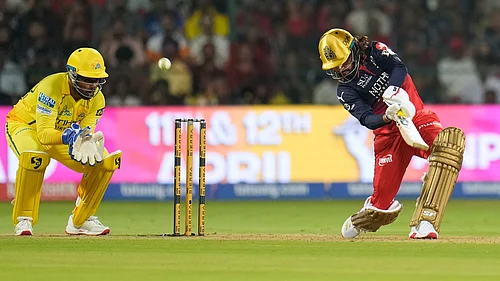 AP : Royal Challengers Bengalurus captain Rajat Patidar plays a shot during the Indian Premier League cricket match.