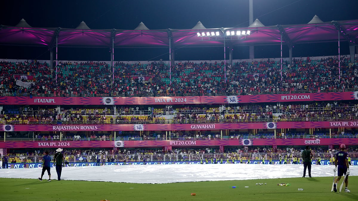 IPL/X : Guwahatis Barsapara Stadium under covers. 