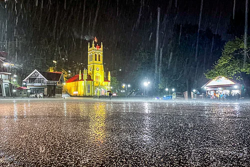 PTI : Shimla: People take cover during a hailstorm and rain at the Ridge, in Shimla, Himachal Pradesh, Saturday, April 4, 2026.