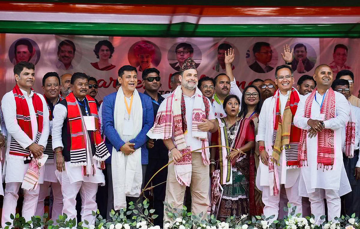 IMAGO / ANI News : Lok Sabha LoP Rahul Gandhi during a public meeting at Circuit House Field, in Biswanath Biswanath Assam. 