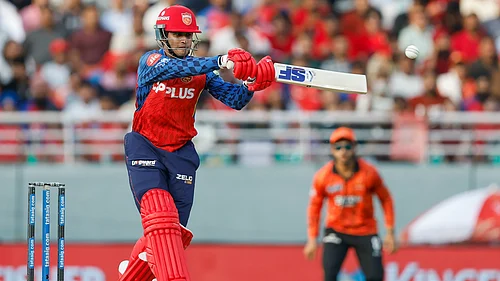 IPL/X : Priyansh Arya in action against Sunrisers Hyderabad in IPL 2026 clash at Mullanpur.