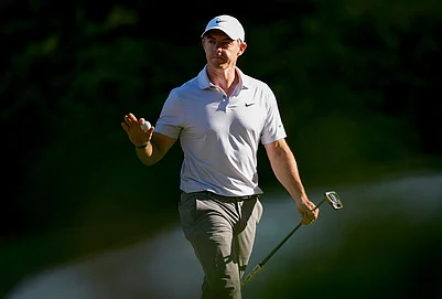 | Photo: AP/Matt Slocum : Rory McIlroy, of Northern Ireland, waves after his putt on the 13th hole during the second round of the Masters golf tournament at the Augusta National Golf Club in Augusta, Georgia.