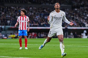 | Photo: AP/Manu Fernandez : Real Madrid's Jude Bellingham reacts during a Spanish La Liga soccer match between Real Madrid and Girona in Madrid, Spain, Friday, April 10, 2026.