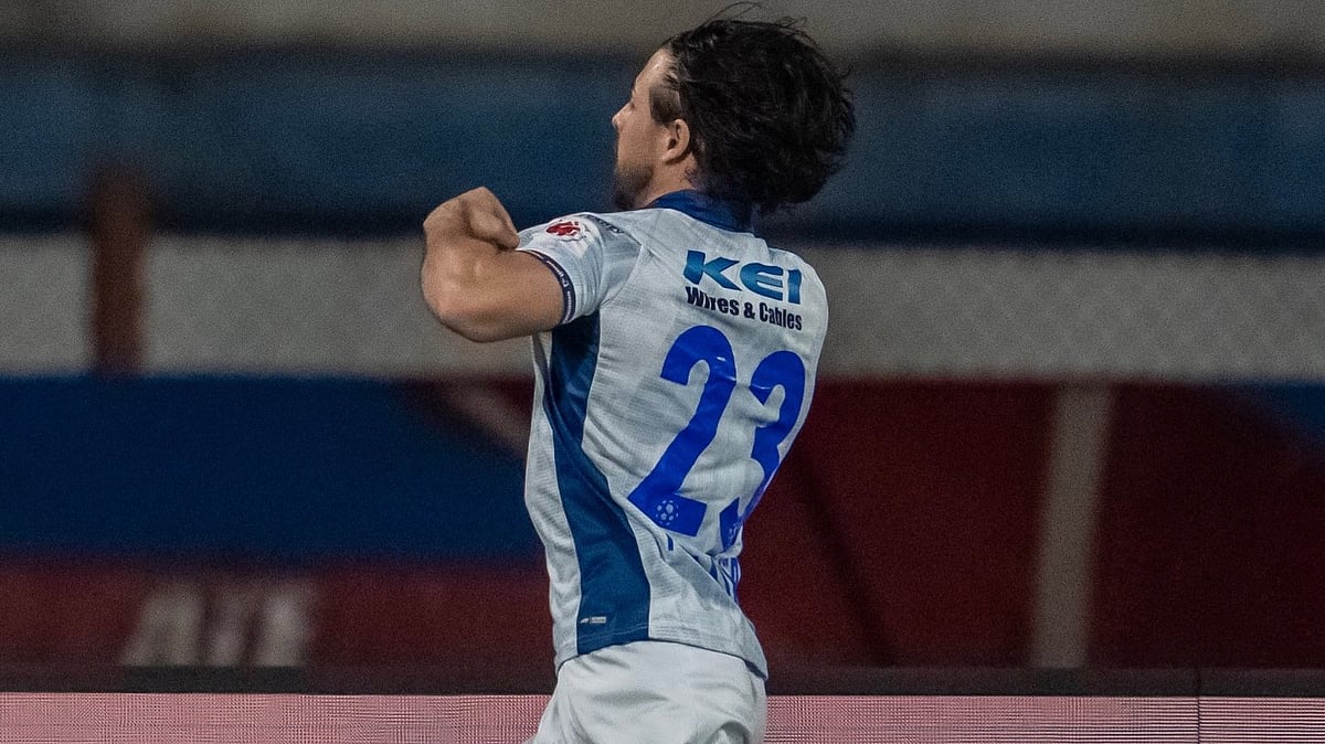 Photo: X/Kerala Blasters FC : Francisco Feuillassier celebrates after scoring the winner for Kerala Blasters FC against Bengaluru FC in Indian Super League 2025-26.