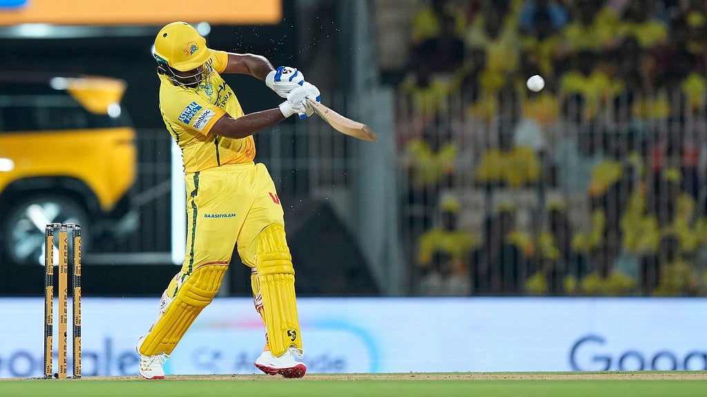 AP Photo/Mahesh Kumar A. : Chennai Super Kings Sanju Samson plays a shot during the Indian Premier League cricket match between Chennai Super Kings and Delhi Capitals in Chennai, India, Saturday, April 11, 2026. 