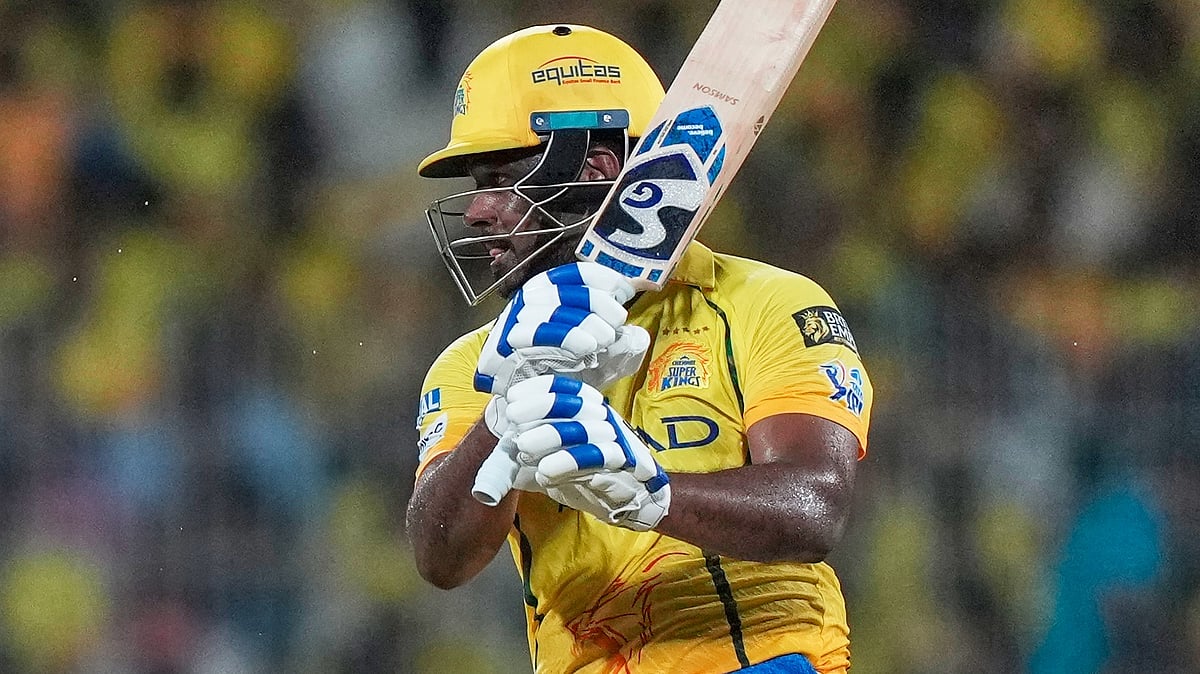 AP Photo : Sanju Samson in action for CSK against DC in IPL 2026 clash at MA Chidamabaram Stadium in Chennai. 