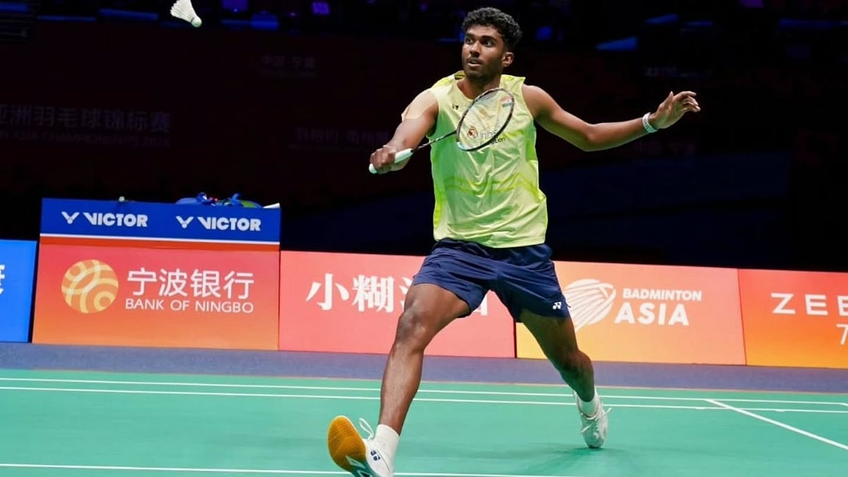 | Photo: Instagram/badmintonasia.official : Indias Ayush Shetty in action in the Badminton Asia Championships 2026.