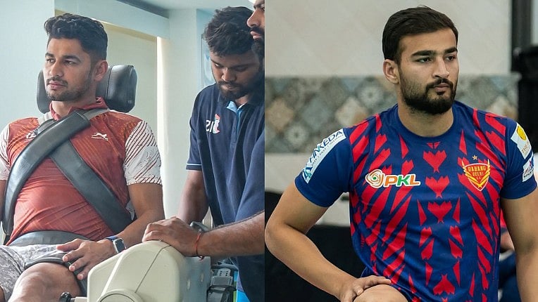 Special Arrangement/Ashu Malik Instagram : Naveen Kumar (left) and Ashu Malik are among the India kabaddi probables for the Asian Games.