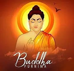 Buddha Purnima greeting with meditating Buddha