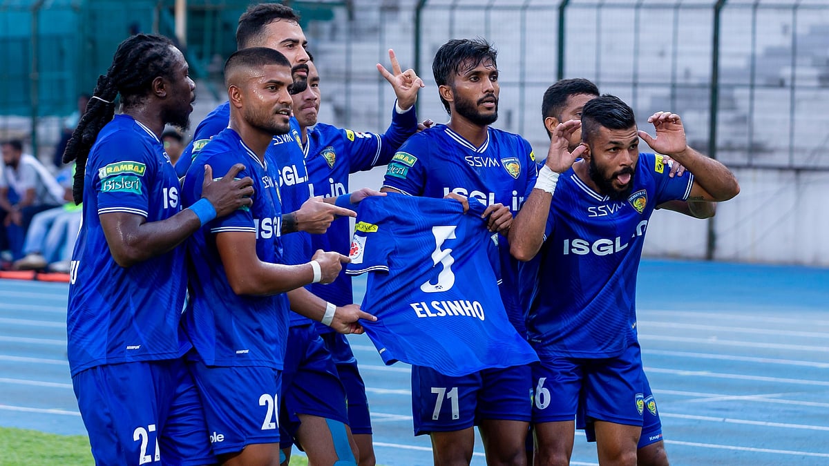 | Photo: AIFF : Chennaiyin FC's Farukh Choudhary celebrates with his teammates after scoring during the Indian Super League match against Sporting Delhi on April 17, 2026.