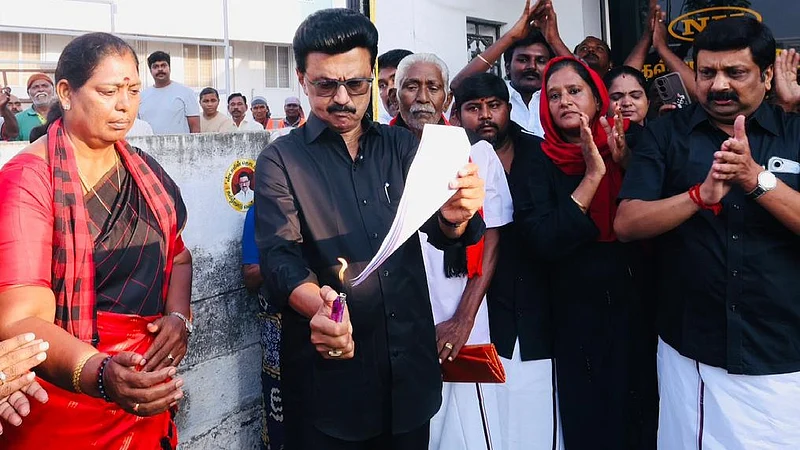 Source: X : MK Stalin burns delimitation bill copy