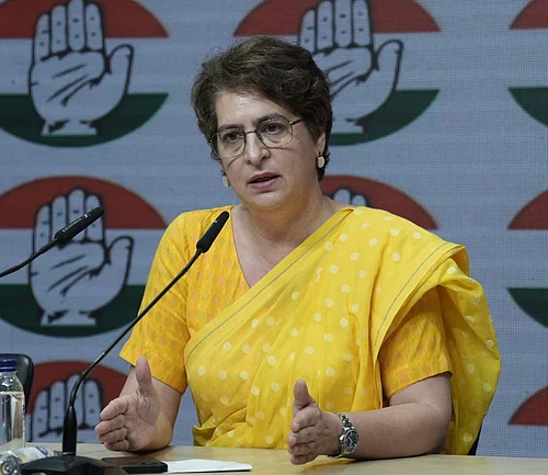 Tribhuvan Tiwari : Priyanka Gandhi at a press conference on the Womens Reservation Bill.