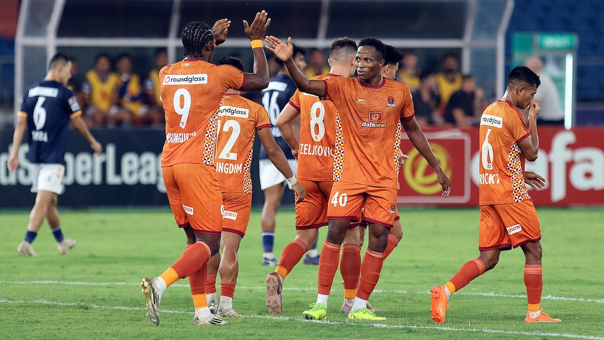 | Photo: AIFF : Punjab FC players celebrate a goal during the Indian Super League match against Inter Kashi on April 20, 2026.