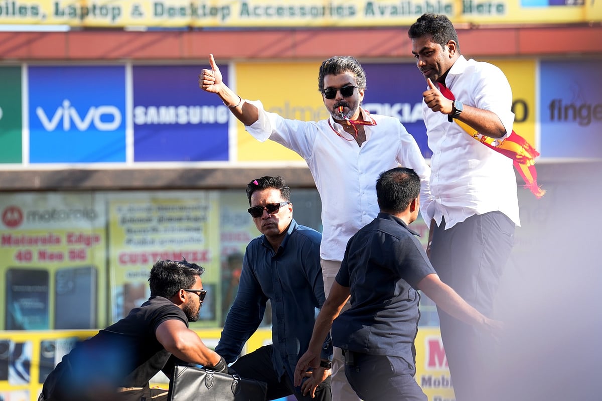 | Photo: Suresh K Pandey/OUTLOOK : Tamilaga Vettri Kazhagam (TVK) chief and candidate from the Tiruchirappalli East constituency, Vijay, holds a roadshow ahead of the Tamil Nadu Assembly elections.