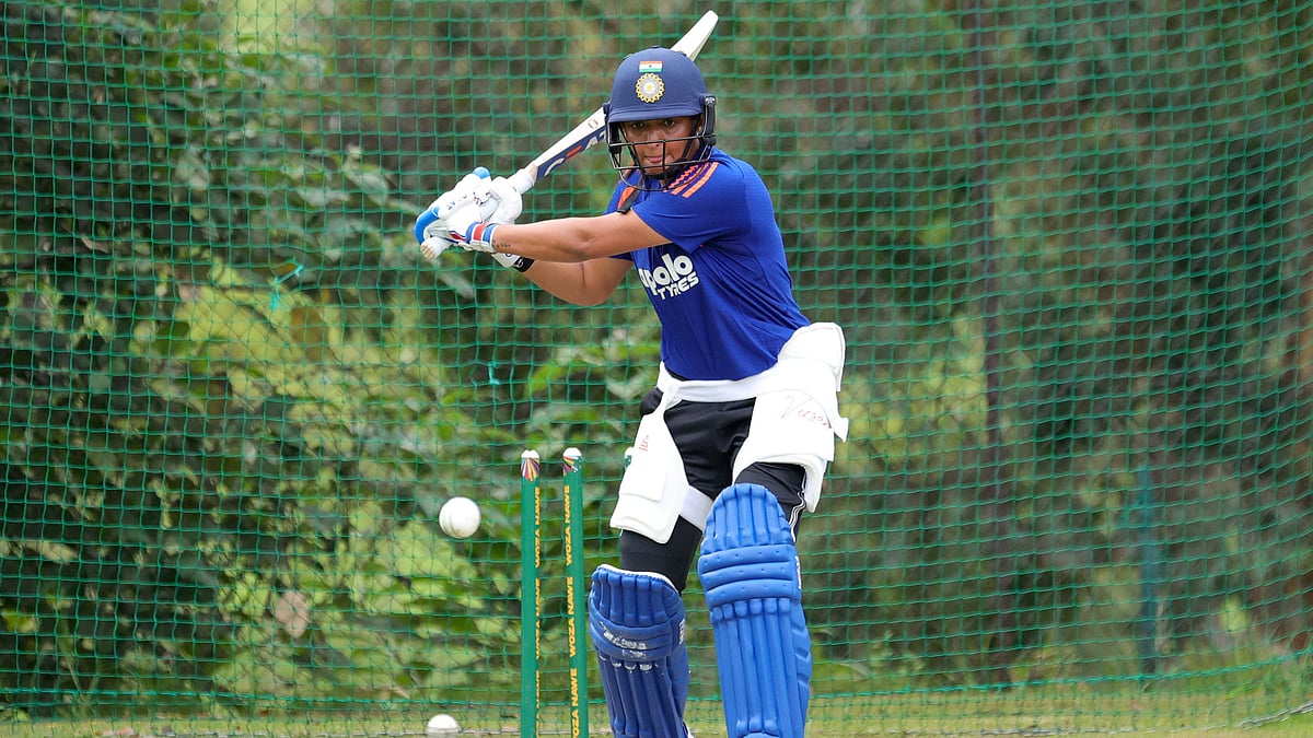 Photo: X/BCCI Women : Harmanpreet Kaur trains ahead of the third womens T20I between India and South Africa in Johannesburg.