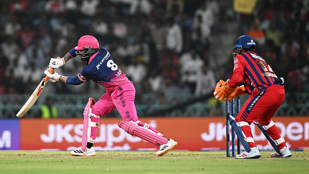 AP : Ravindra Jadeja bats during the Indian Premier League match between Lucknow Super Giants and Rajasthan Royals in Lucknow.