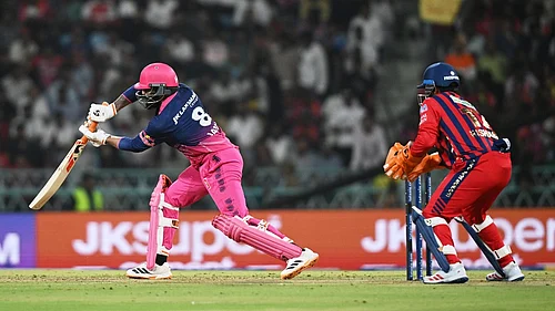 AP : Ravindra Jadeja bats during the Indian Premier League match between Lucknow Super Giants and Rajasthan Royals in Lucknow.