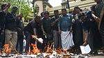 Source: IMAGO / ANI News : DMK Supporters Burn Copies of 131st Amendment and Delimitation Bills in Chennai Chennai, Apr 16 (ANI): DMK supporters stage a protest by burning the copy of the Constitution (131st Amendment) Bill 2026 and the proposed Delimitation Bill, alleged to reduce Tamil Nadus parliamentary representation, at the party s headquarters in Chennai