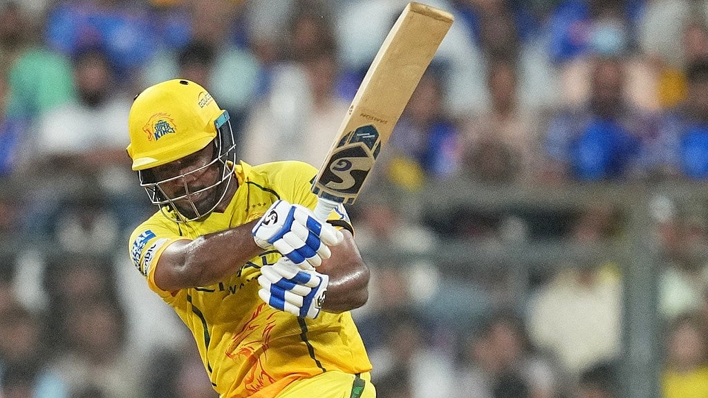 AP/Rafiq Maqbool : Sanju Samson plays a shot during the Indian Premier League match between Mumbai Indians and Chennai Super Kings in Mumbai.