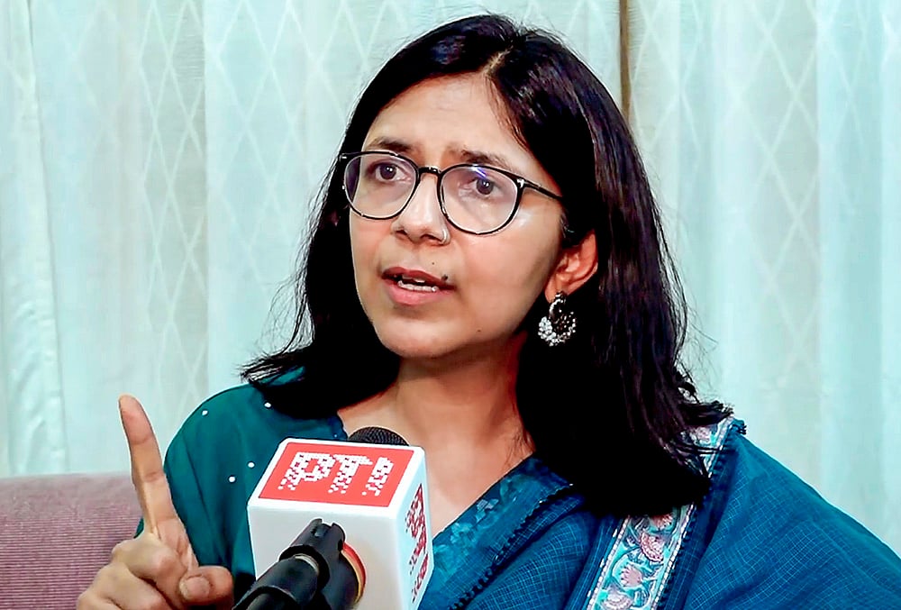 | Photo: PTI : Rajya Sabha MP Swati Maliwal speaks during an interview with PTI, in New Delhi. Seven AAP Rajya Sabha MPs including Maliwal, Raghav Chadha, Ashok Mittal quit party on Friday to join BJP. 