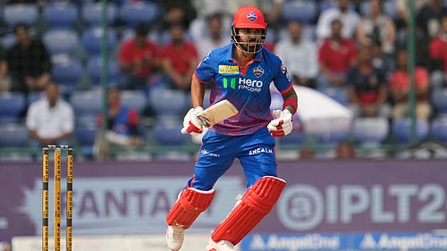 (AP Photo/Manish Swarup) : Delhi Capitals KL Rahul run between the wickets to score during the Indian Premier League cricket match between Delhi Capitals and Punjab Kings in Delhi, India, Saturday, April 25, 2026.