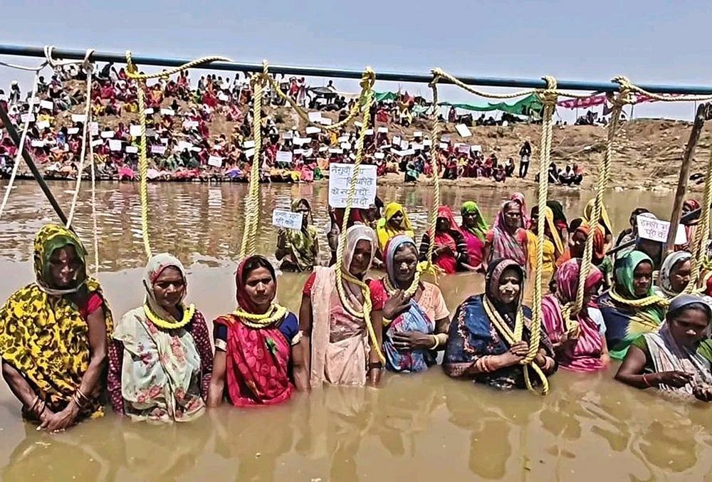 Ken-Betwa link project protest in Chhatarpur, Madhya Pradesh.