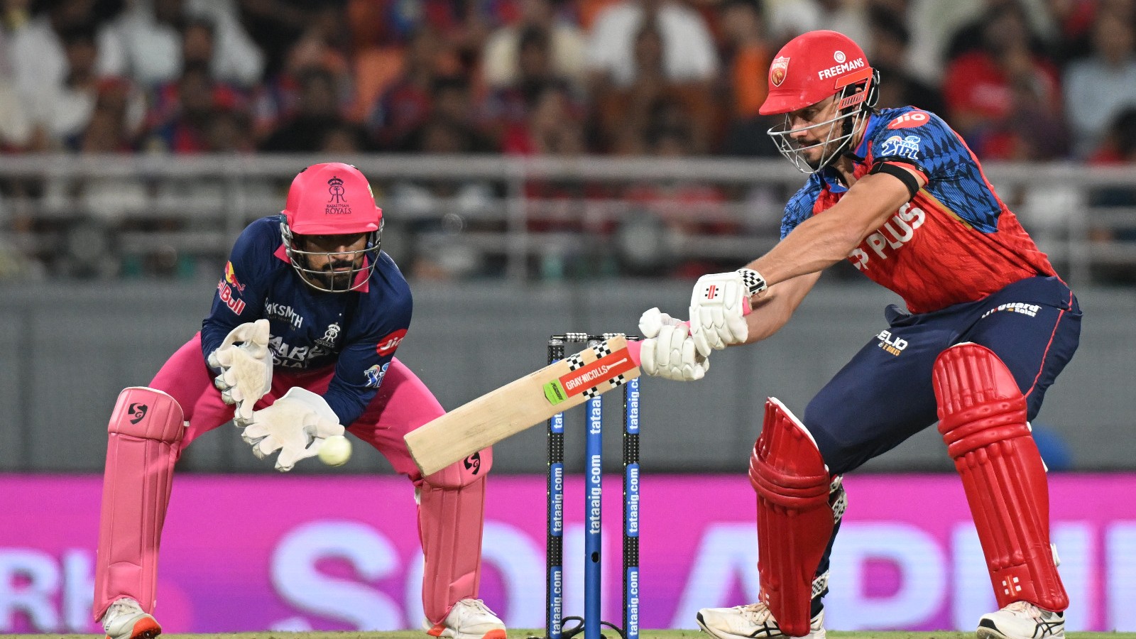 AP Photo : Punjab Kings Marcus Stoinis plays a shot during the Indian Premier League cricket match between Rajasthan Royals and Punjab Kings in New Chandigarh, India, Tuesday, April 28, 2026.