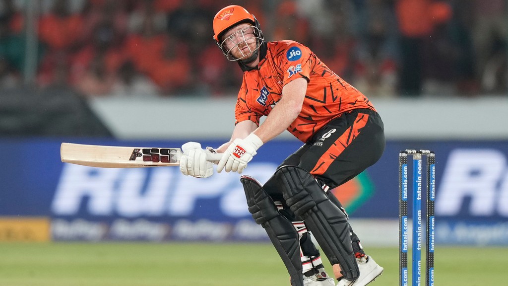 AP/Mahesh Kumar A. : Heinrich Klaasen plays a shot during the Indian Premier League match between Sunrisers Hyderabad and Delhi Capitals in Hyderabad.