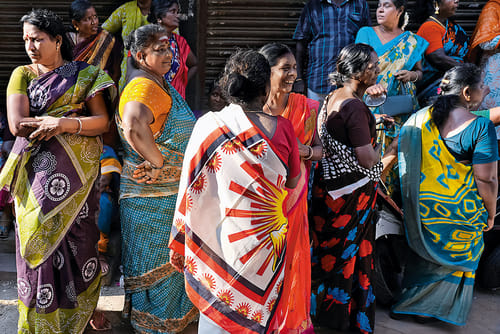 | Photo: Suresh K. Pandey : Women Power: Supporters at Udhayanidhi Stalin’s roadshow in Chepauk
