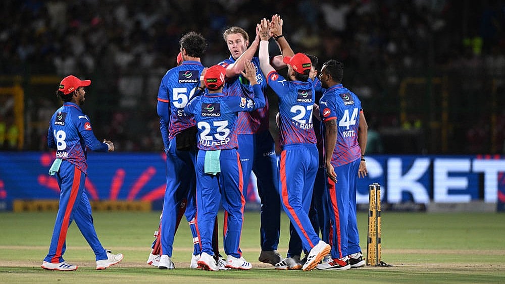 | Photo: AP : Delhi Capitals Kyle Jamieson celebrates the wicket of Rajasthan Royals Vaibhav Sooryavanshi with teammates during the Indian Premier League cricket match between Delhi Capitals and Rajasthan Royals in Jaipur, India.