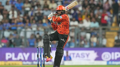 | Photo: AP/Rafiq Maqbool : Sunrisers Hyderabads Abhishek Sharma plays a shot during the Indian Premier League cricket match between Mumbai Indians and Sunrisers Hyderabad in Mumbai, India.