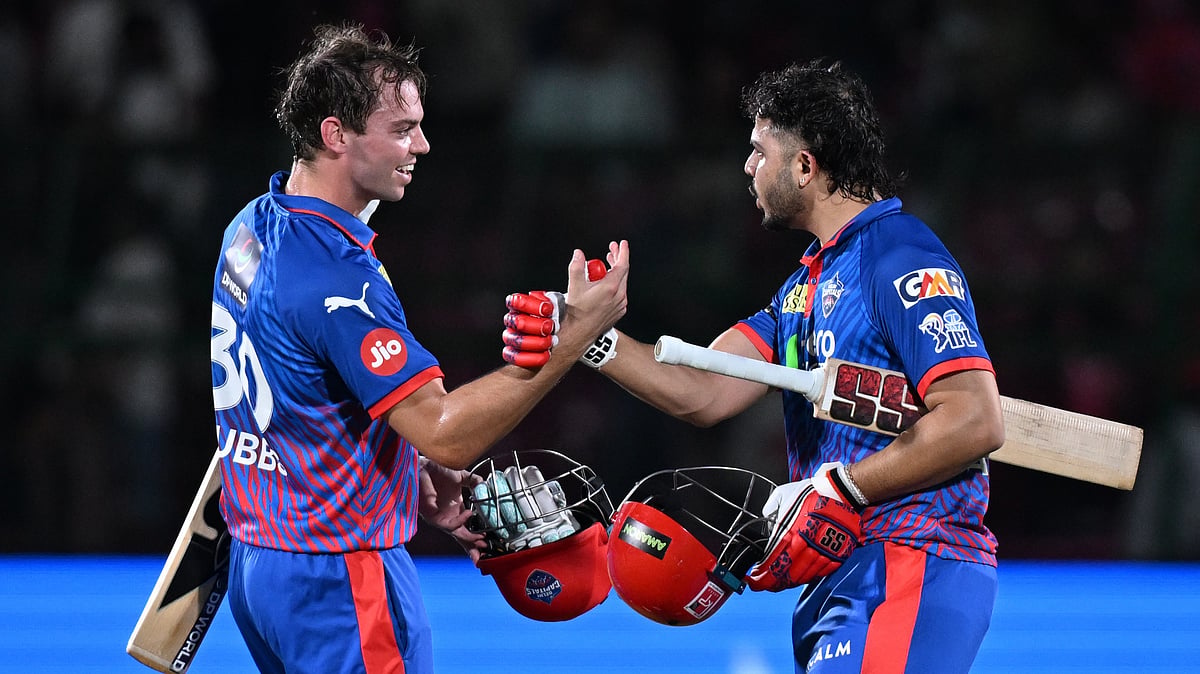 Ap Photo : Delhi Capitals Tristan Stubbs with batting partner Ashutosh Sharm celebrate after wining against Rajasthan Royals during the Indian Premier League cricket match in Jaipur.